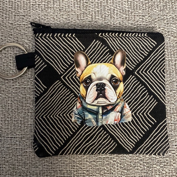 New French Bulldog Coin accessory zippered pouch with keyring - Picture 1 of 3